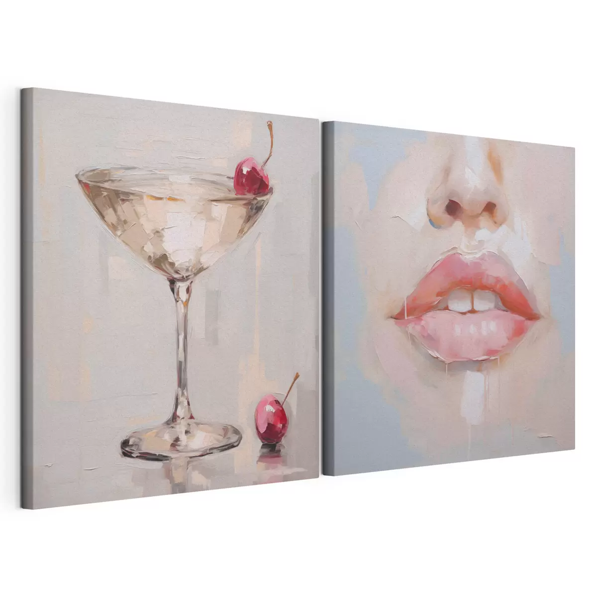 Tableau Des lèvres et un cocktail, une imitation d'un tableau m31100