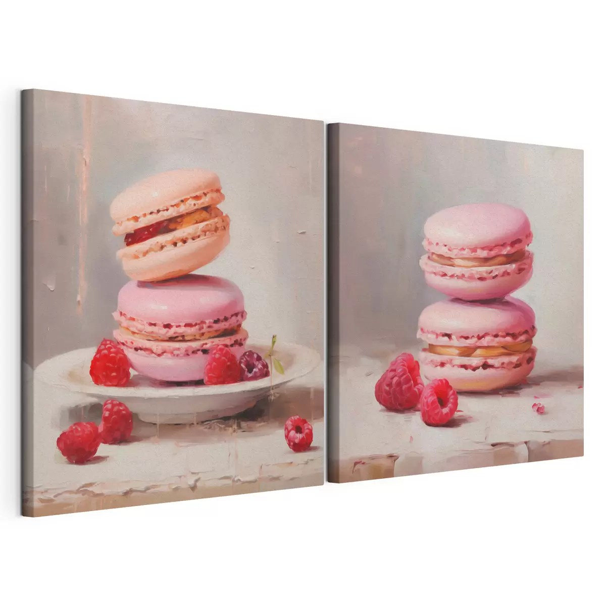 Tableau Macarons et framboises, imitation d'un tableau m31103