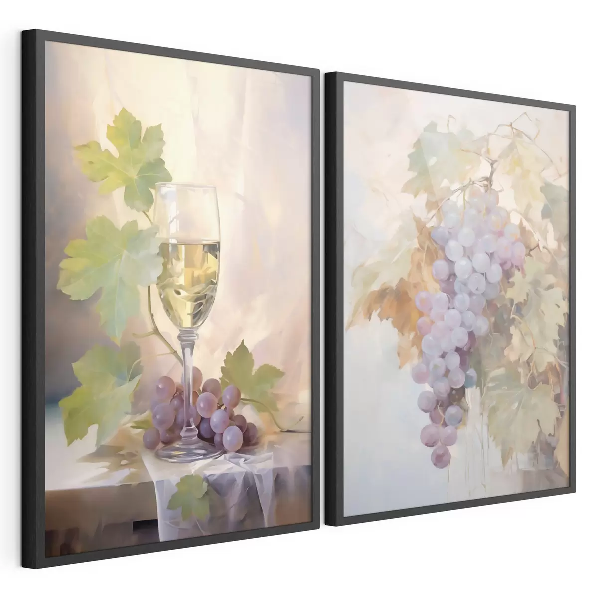 Poster Un verre de vin et des raisins, reproduction d'un tableau d31093