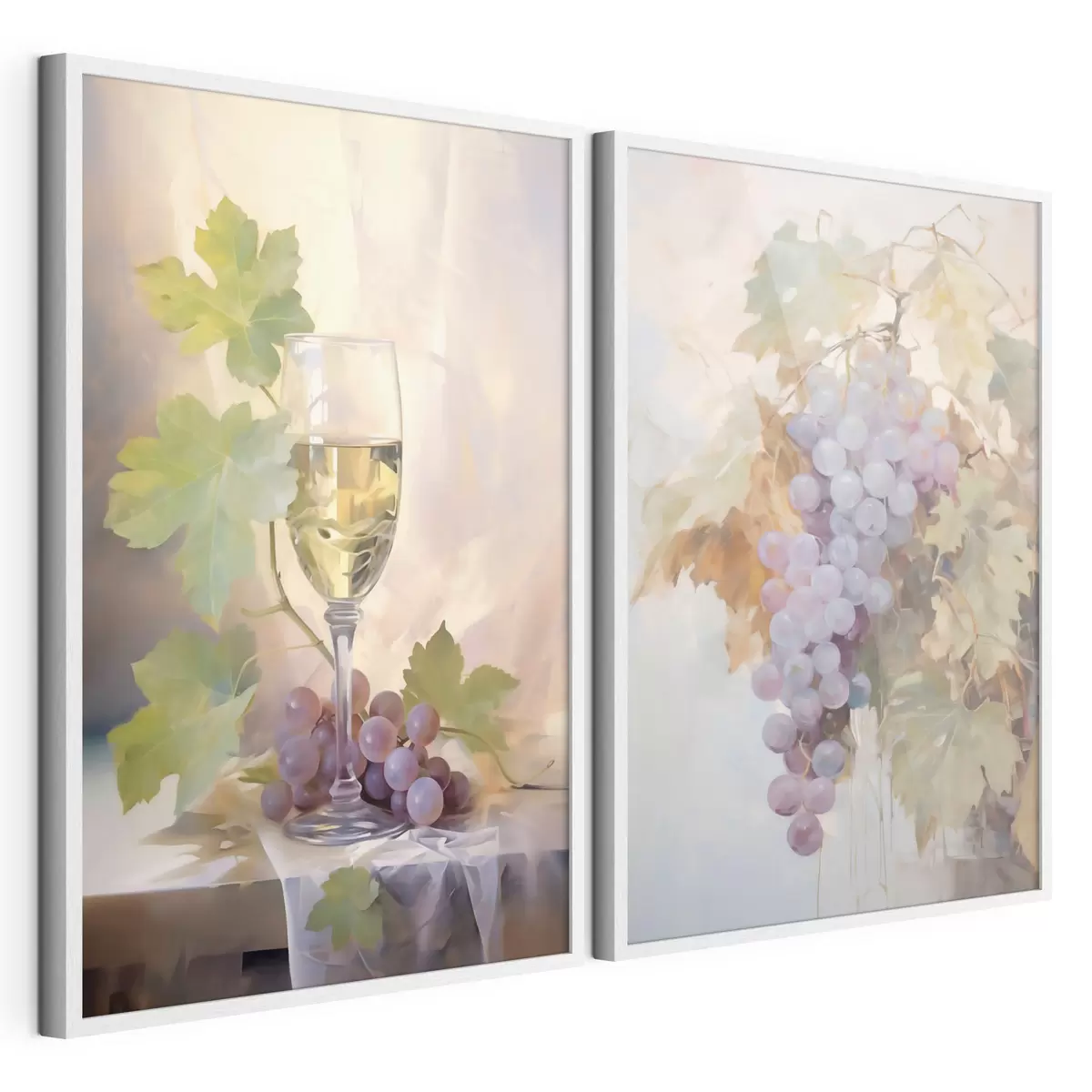 Poster Un verre de vin et des raisins, reproduction d'un tableau d31093