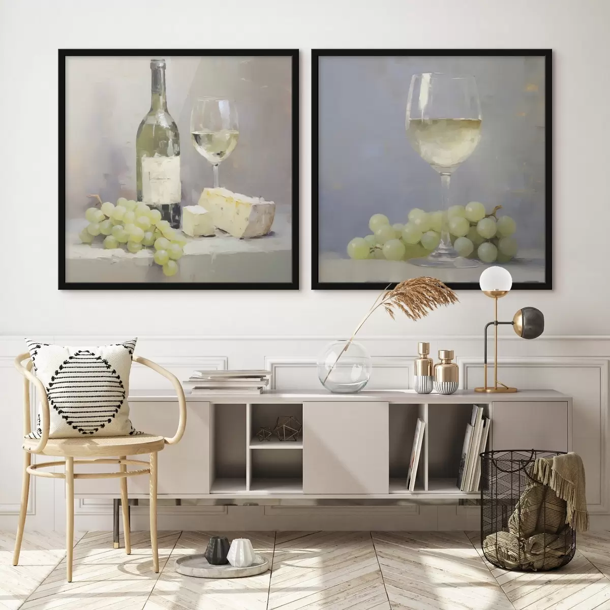 Poster Vin et raisins, imitation d'un tableau d31099