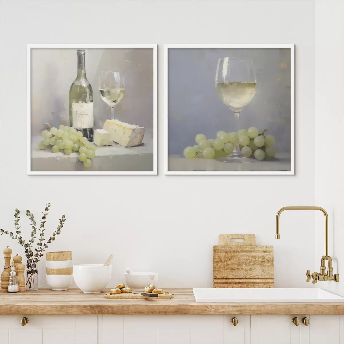 Poster Vin et raisins, imitation d'un tableau d31099