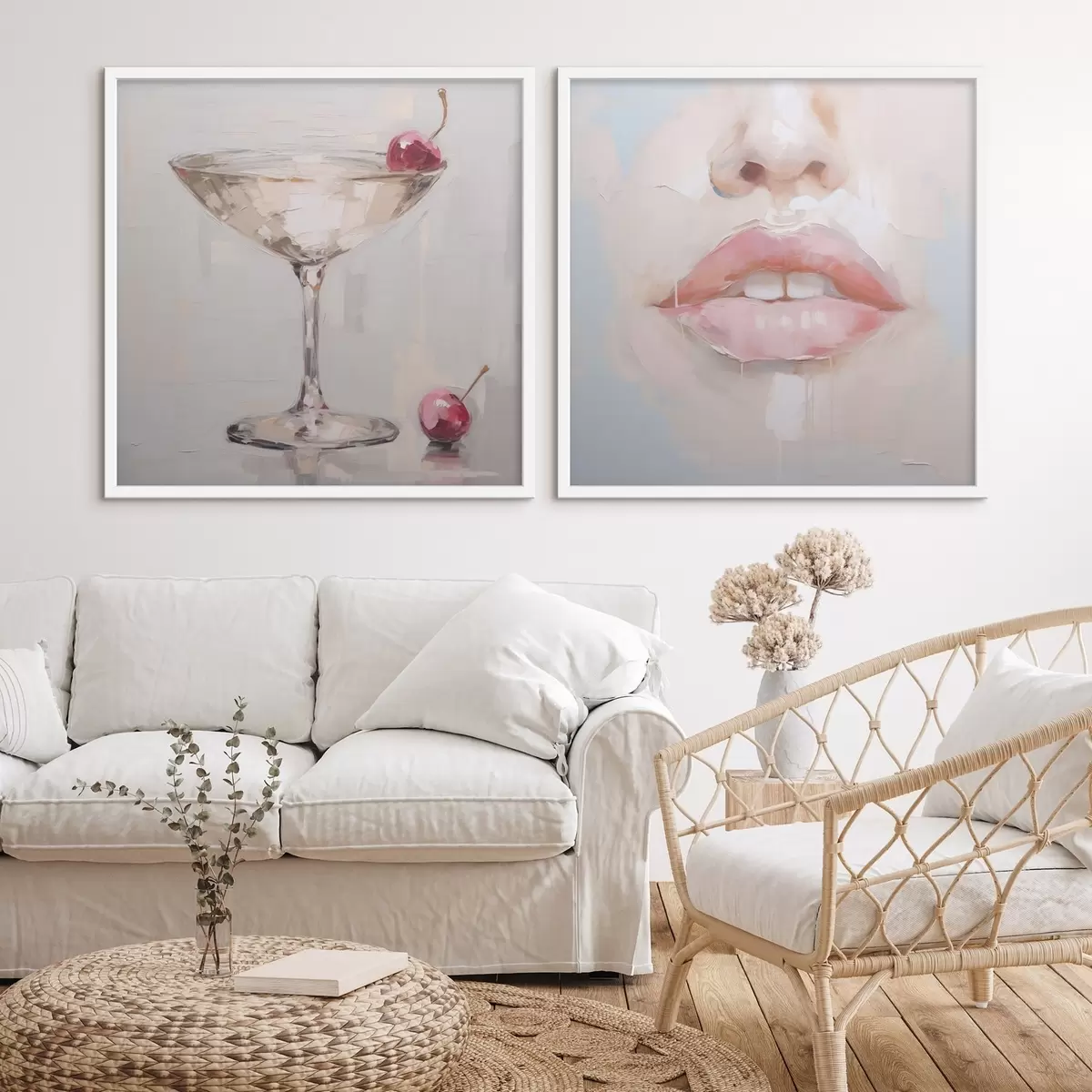 Poster Des lèvres et un cocktail, une imitation d'un tableau d31100