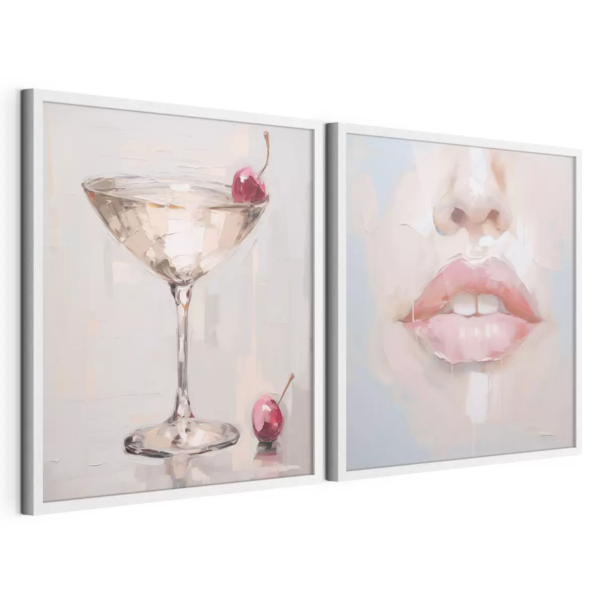 Poster Des lèvres et un cocktail, une imitation d'un tableau d31100
