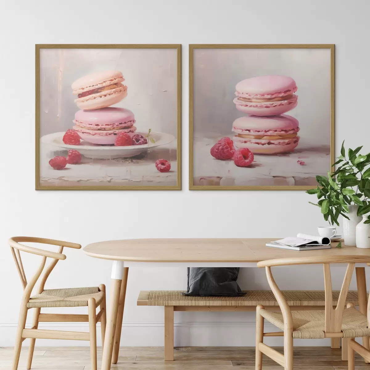 Poster Macarons et framboises, imitation d'un tableau d31103