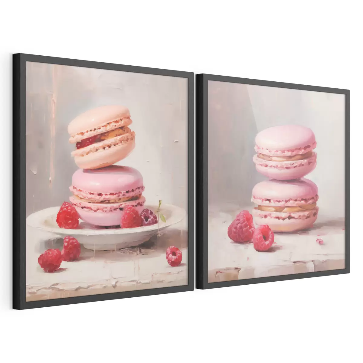 Poster Macarons et framboises, imitation d'un tableau d31103