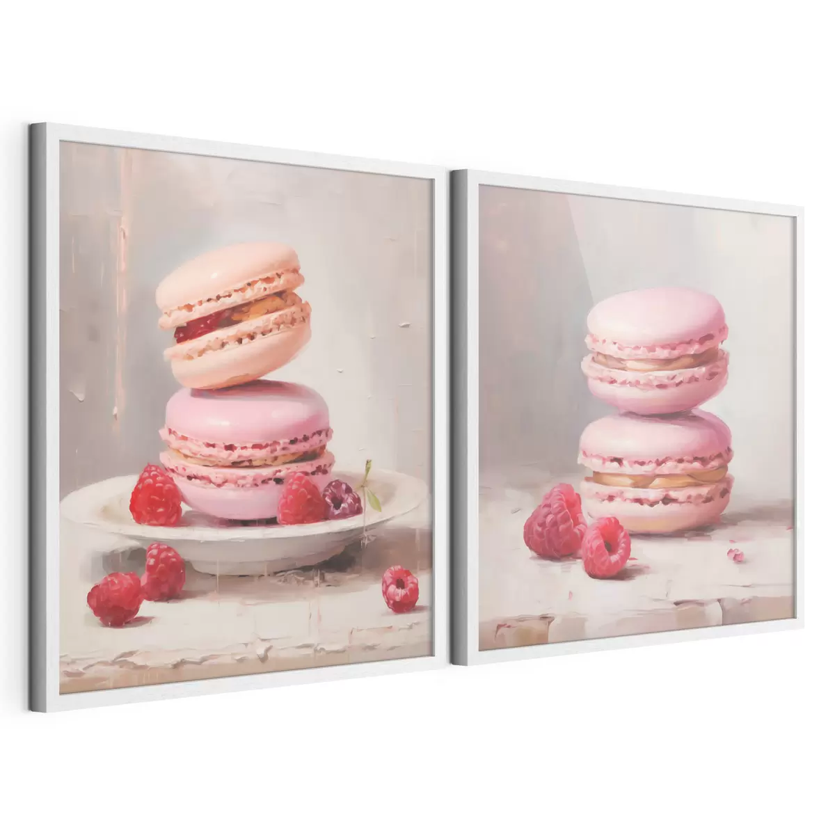 Poster Macarons et framboises, imitation d'un tableau d31103
