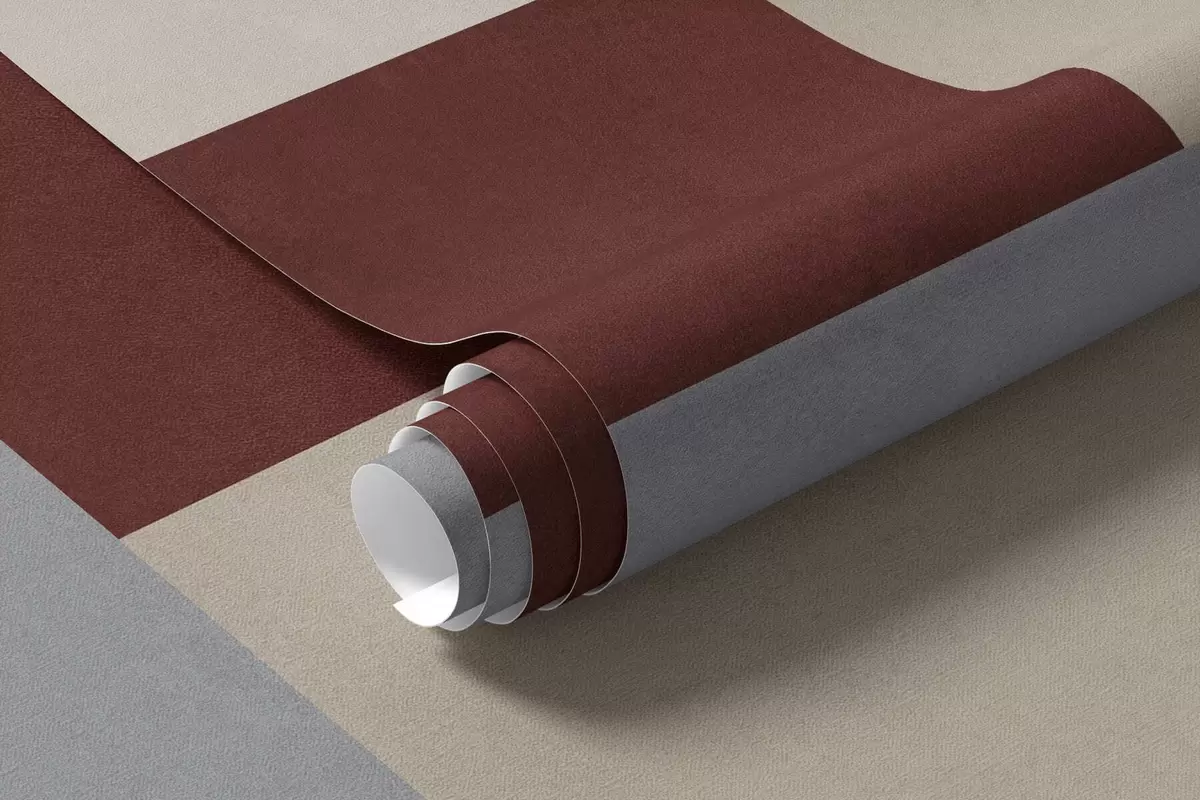 Papier peint Motif géométrique abstrait composé de blocs bordeaux, gris et beiges w05890v2