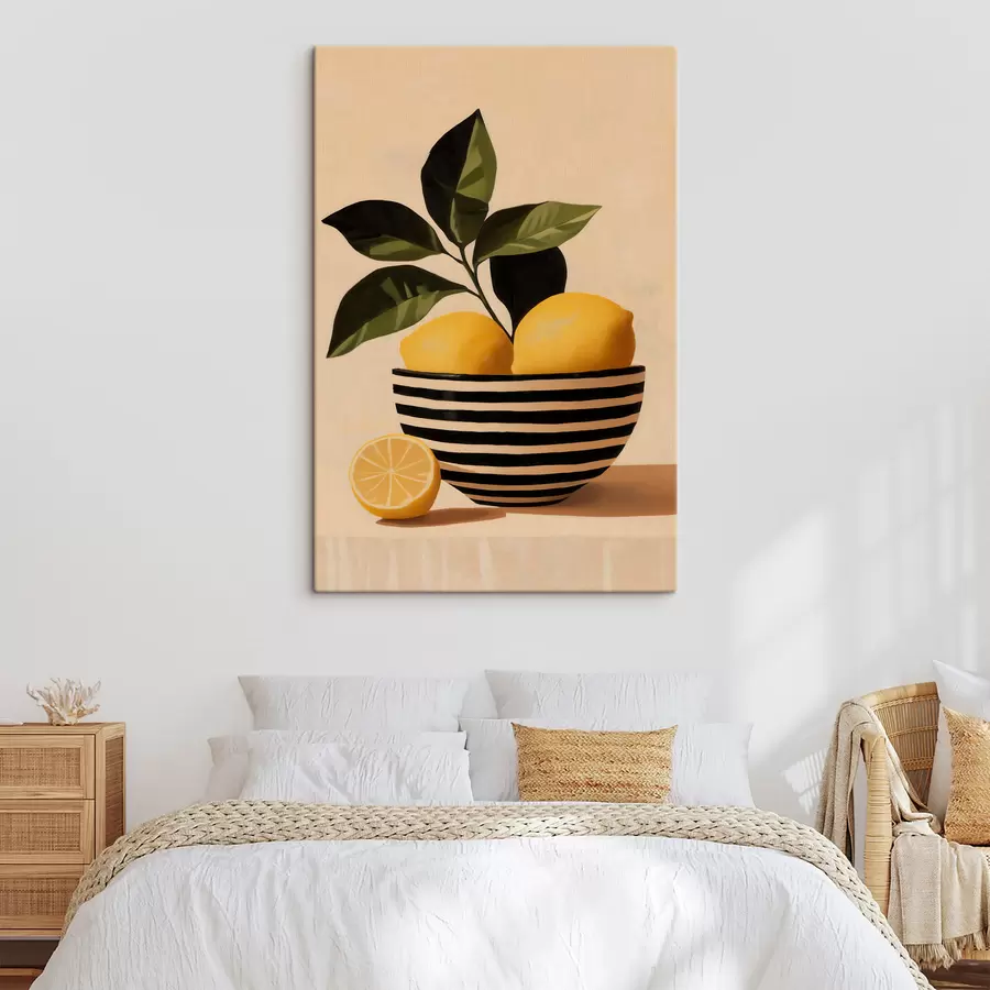 Tableau Des citrons dans un saladier rayé s51046