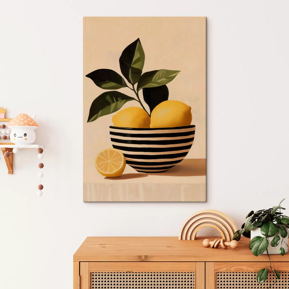 Tableau Des citrons dans un saladier rayé s51046