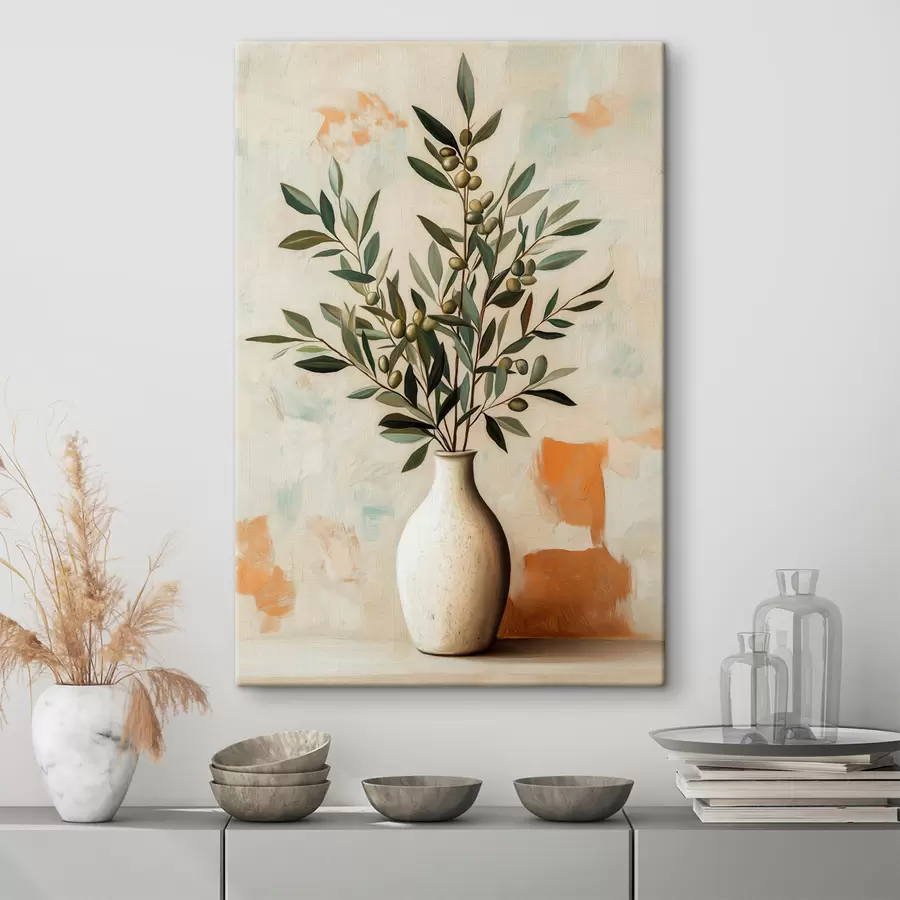 Tableau Des branches d'olivier dans un vase s51047