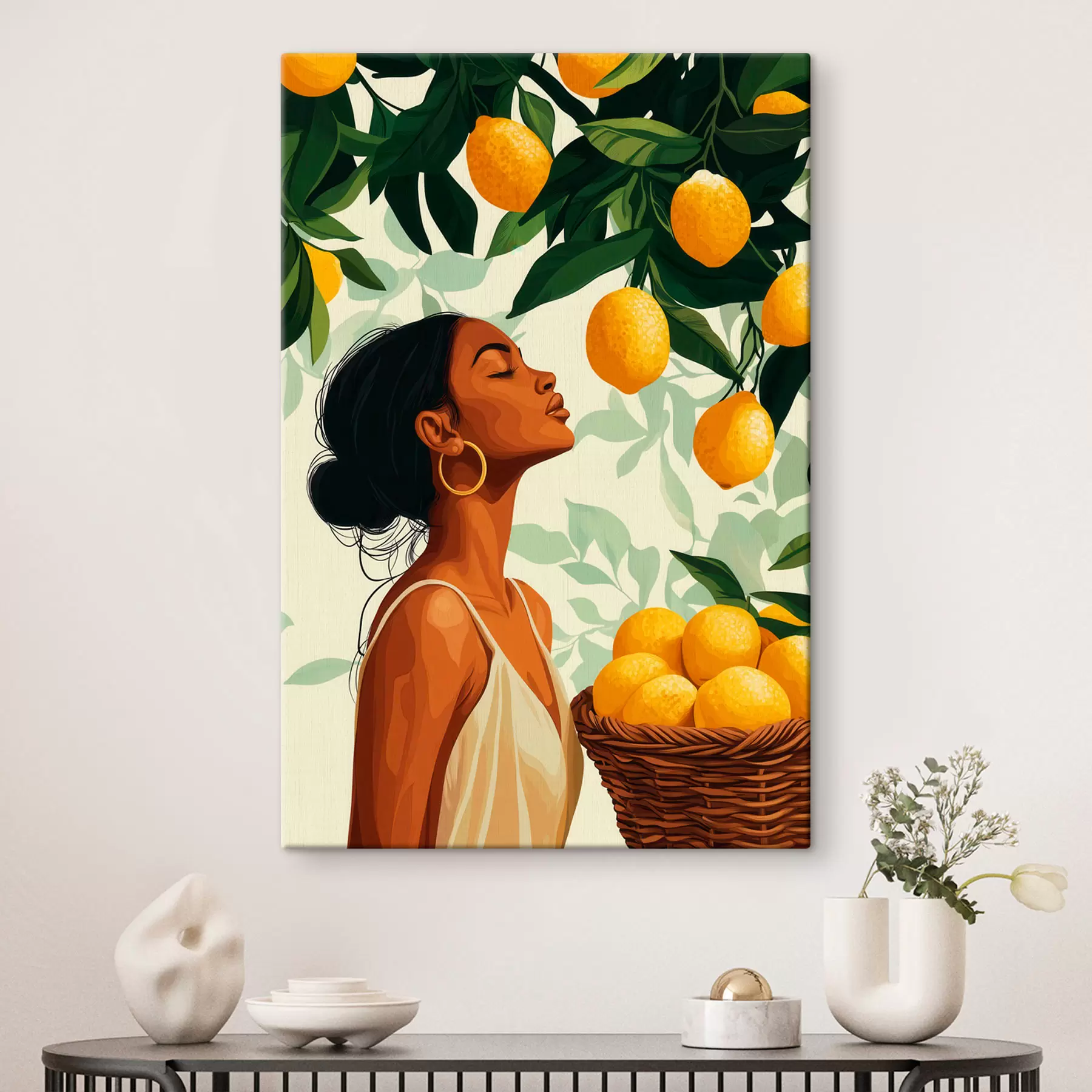 Tableau Une fille parmi les citrons s51049