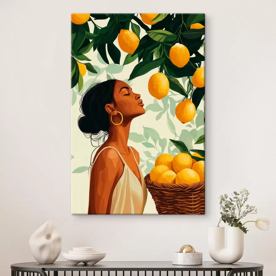 Tableau Une fille parmi les citrons s51049