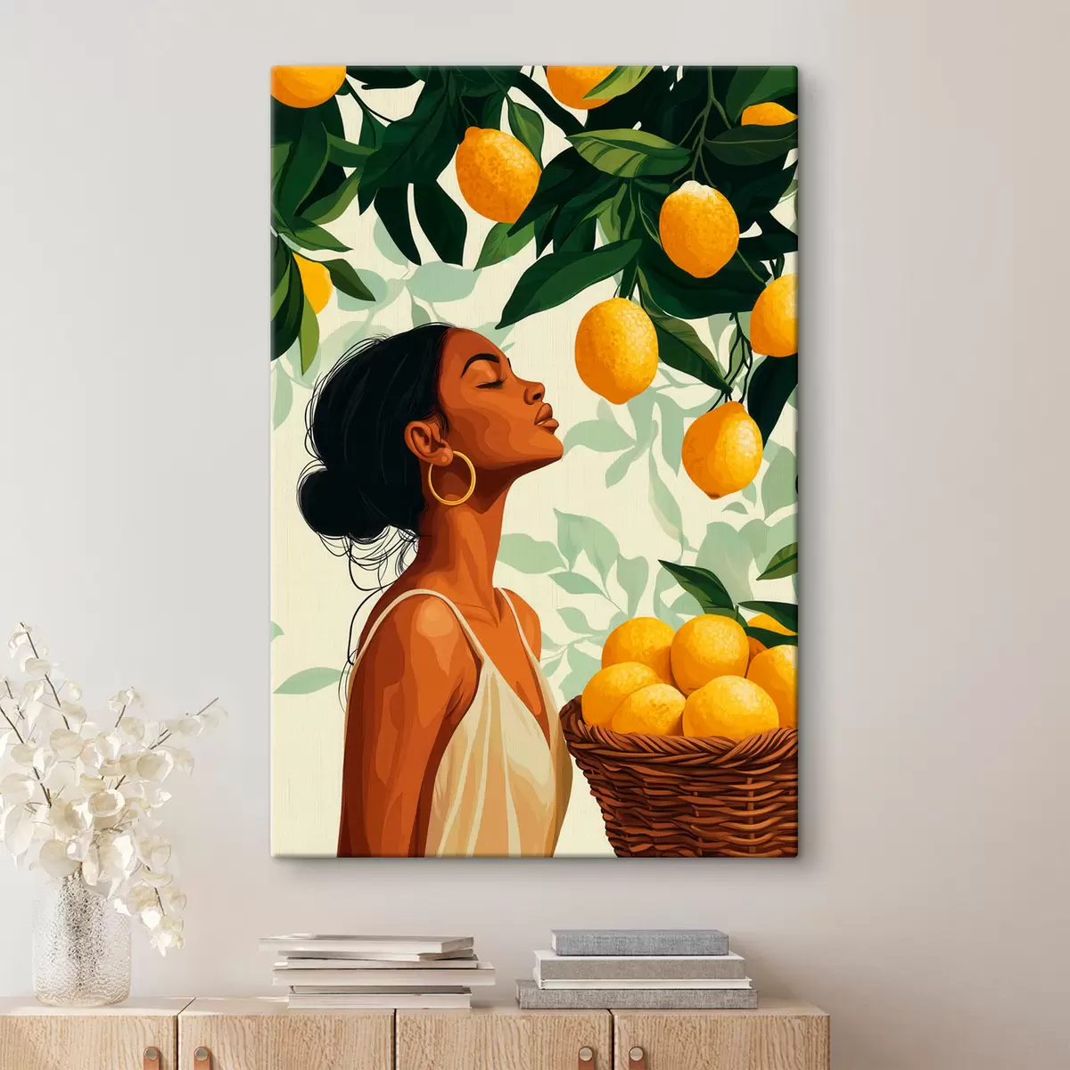 Tableau Une fille parmi les citrons s51049