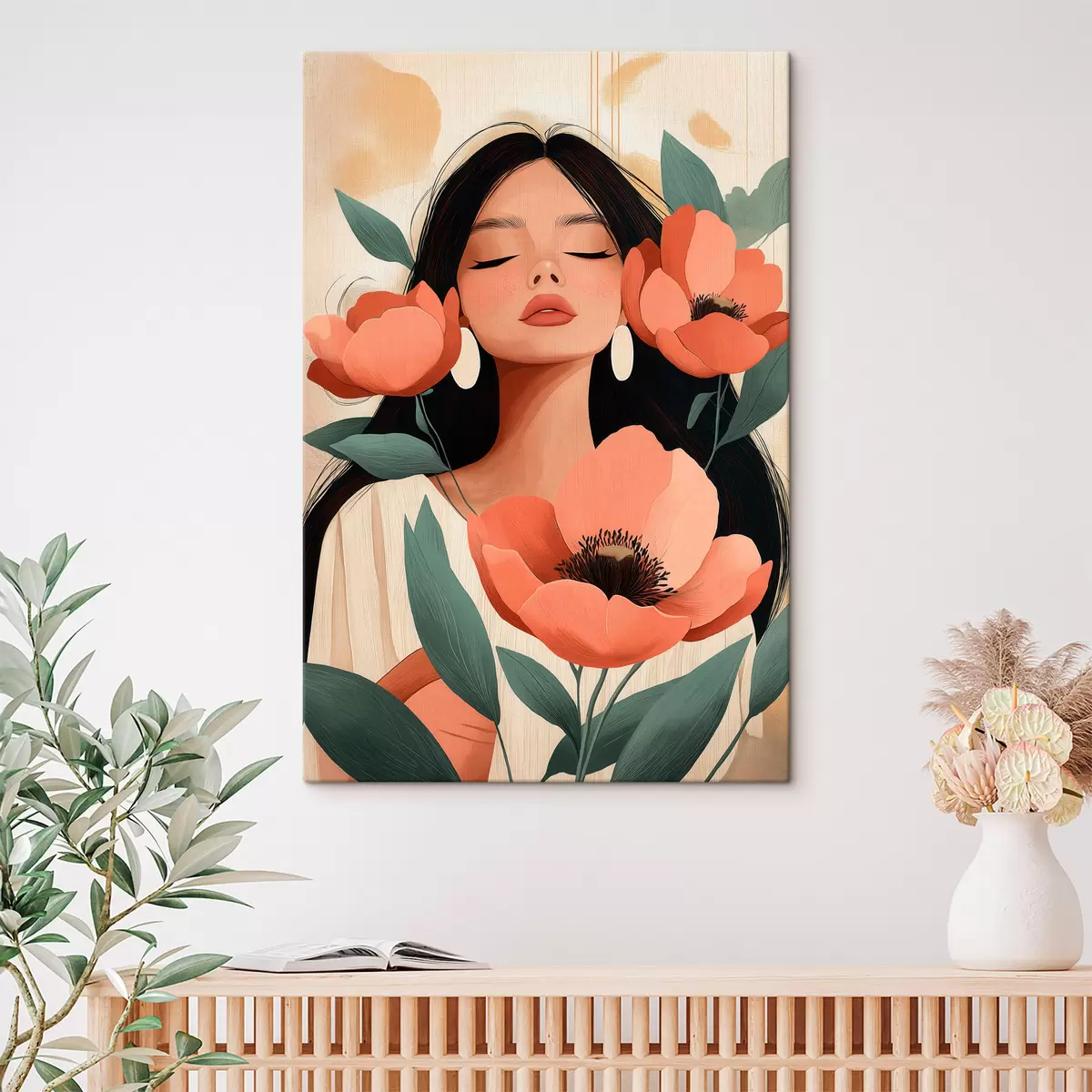 Tableau Une jeune fille aux coquelicots s51050