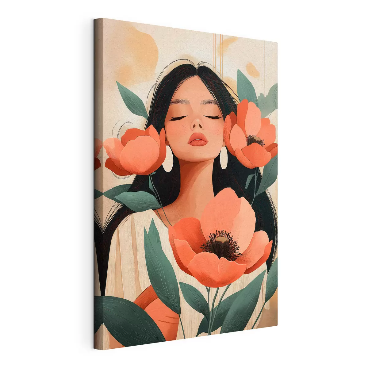 Tableau Une jeune fille aux coquelicots s51050