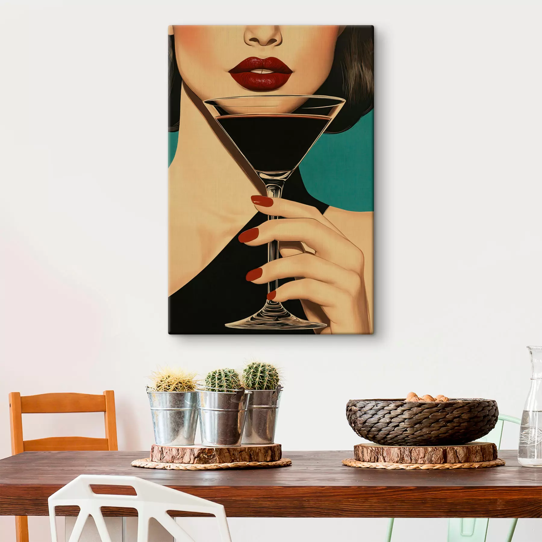 Tableau Une fille avec un verre s51052