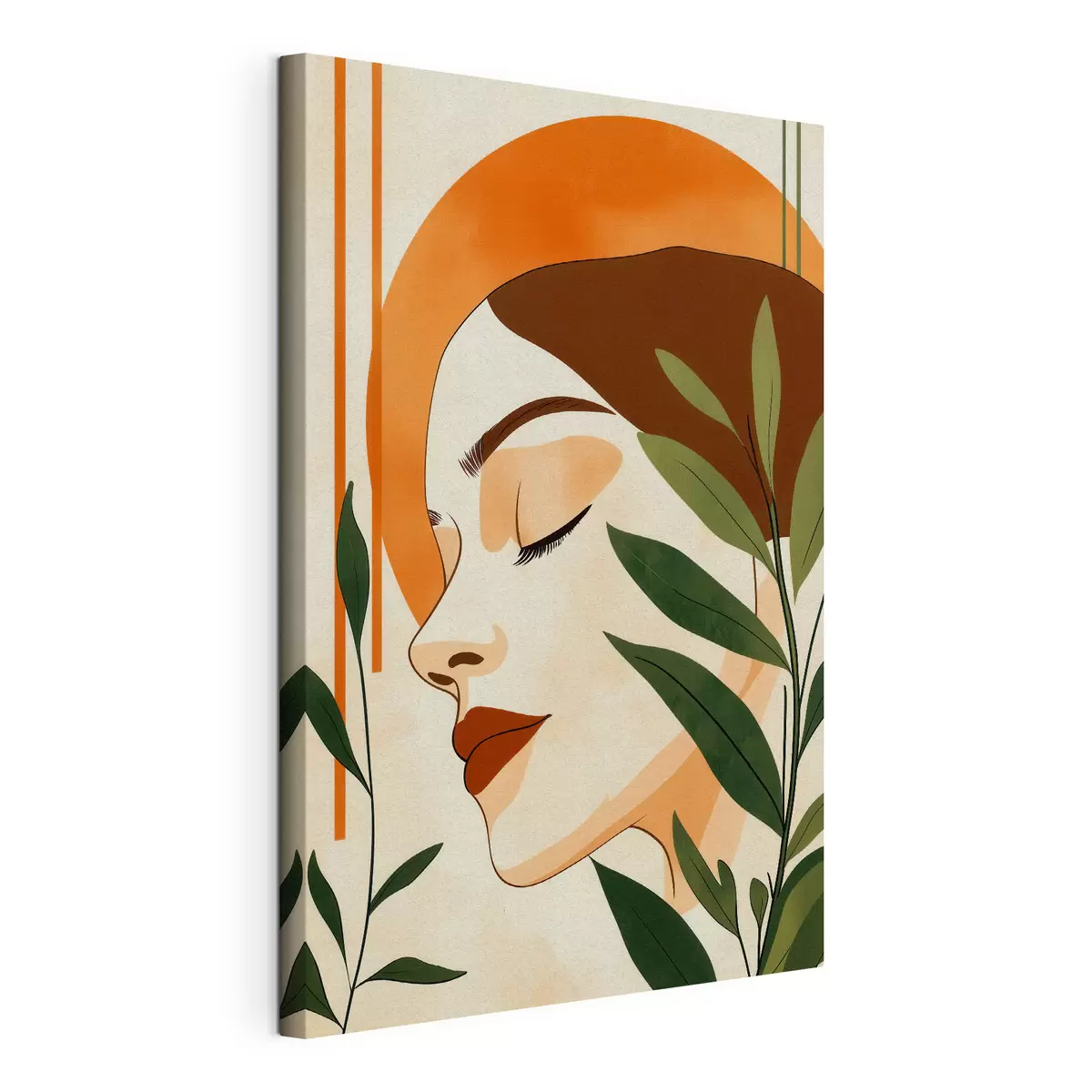 Tableau Une image abstraite représentant une jeune fille entourée de feuilles s51053