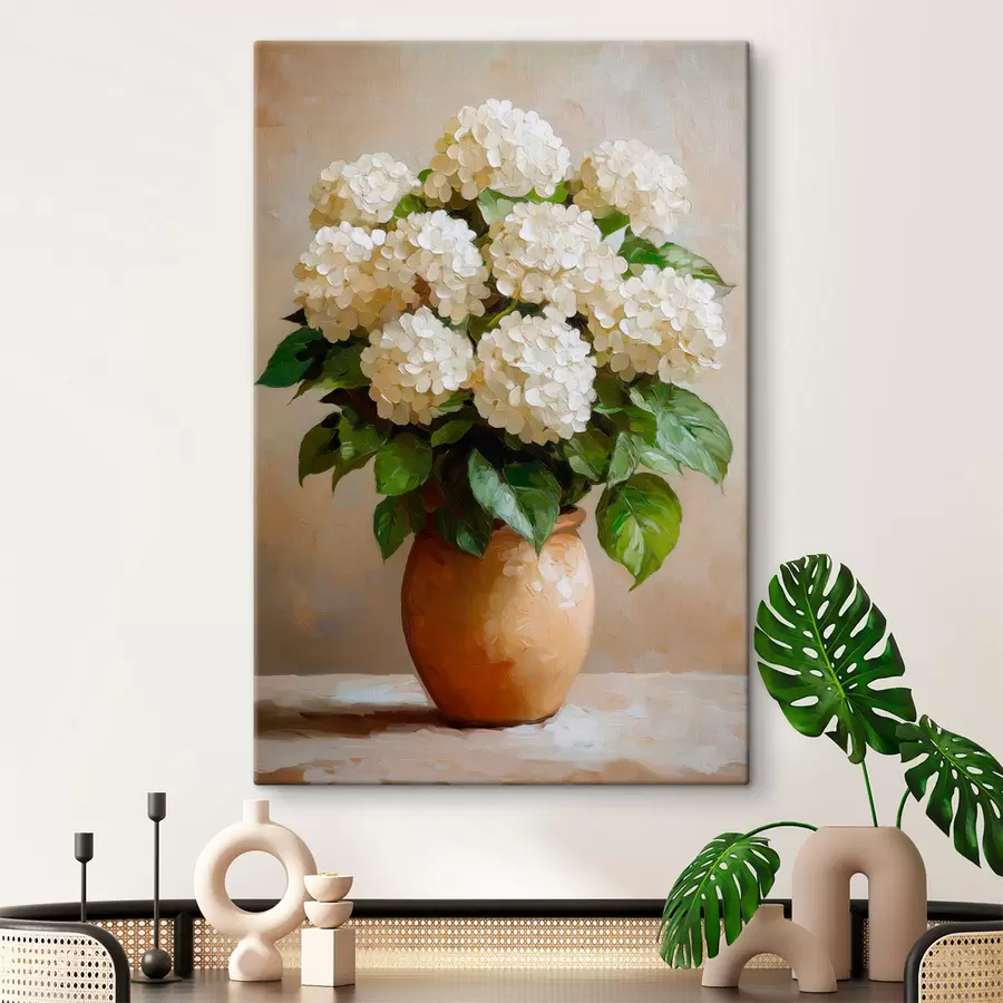 Tableau Hortensias blancs s51062