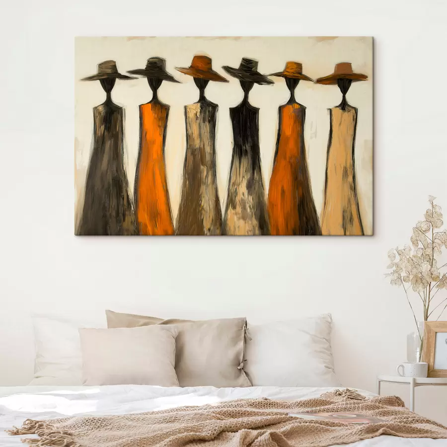 Tableau Silhouettes coiffées de chapeaux s51064