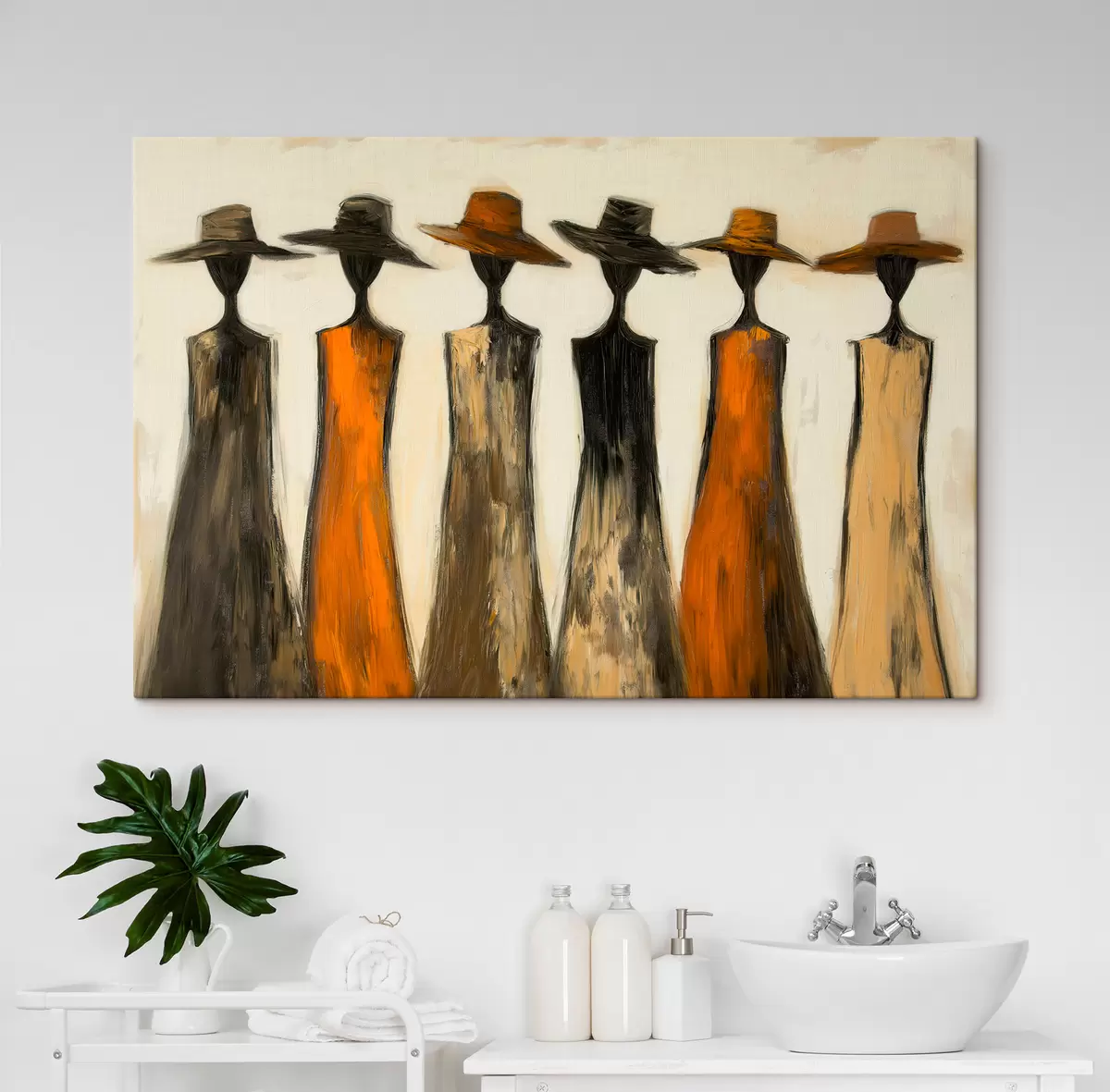 Tableau Silhouettes coiffées de chapeaux s51064