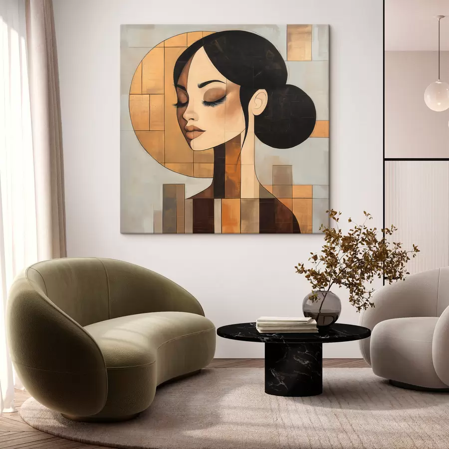 Tableau Visage abstrait d'une jeune fille s51069