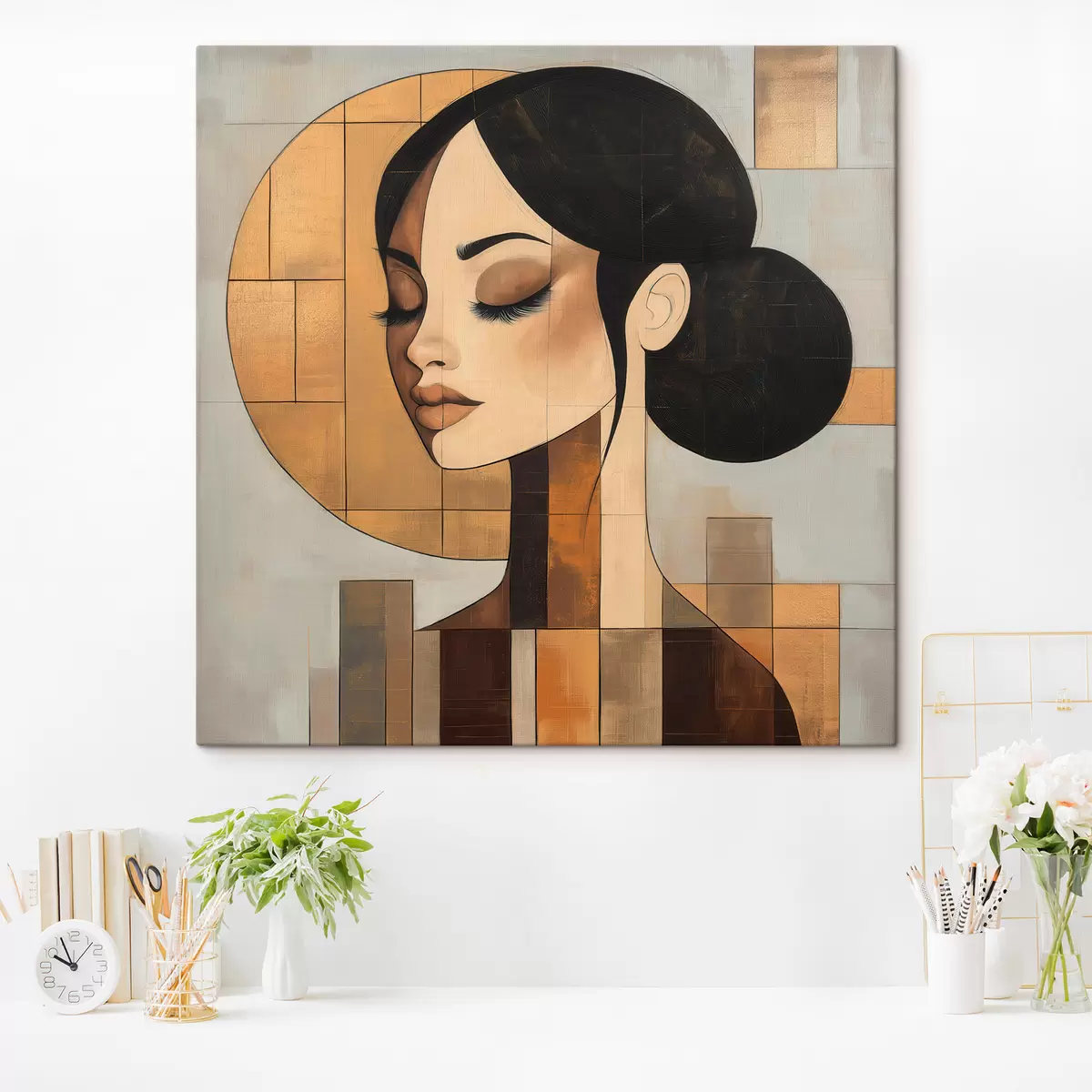 Tableau Visage abstrait d'une jeune fille s51069