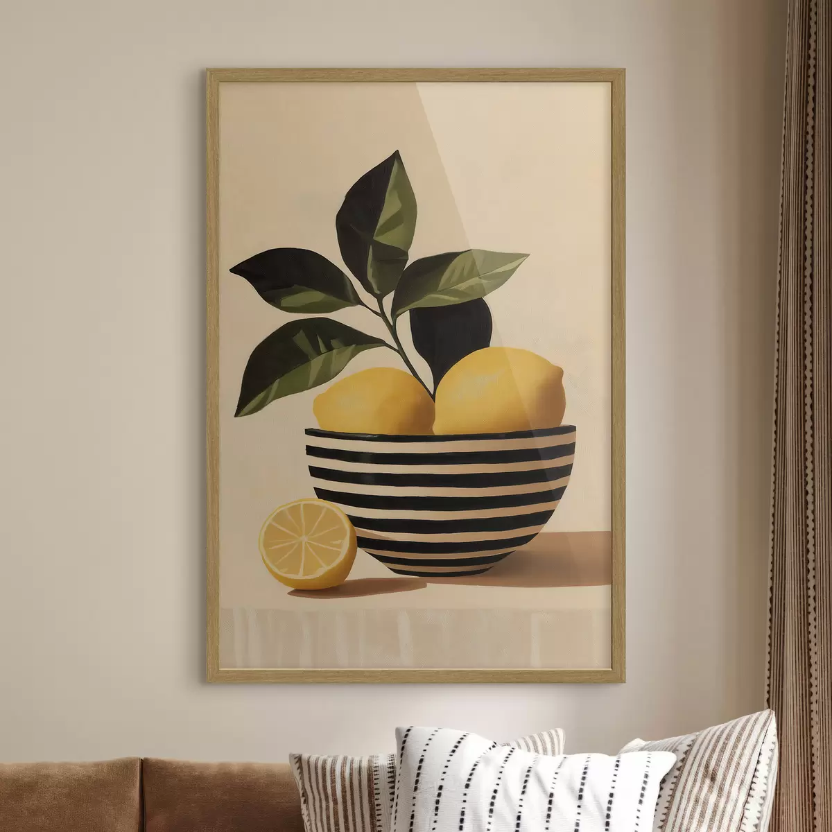 Poster Des citrons dans un saladier rayé f51046