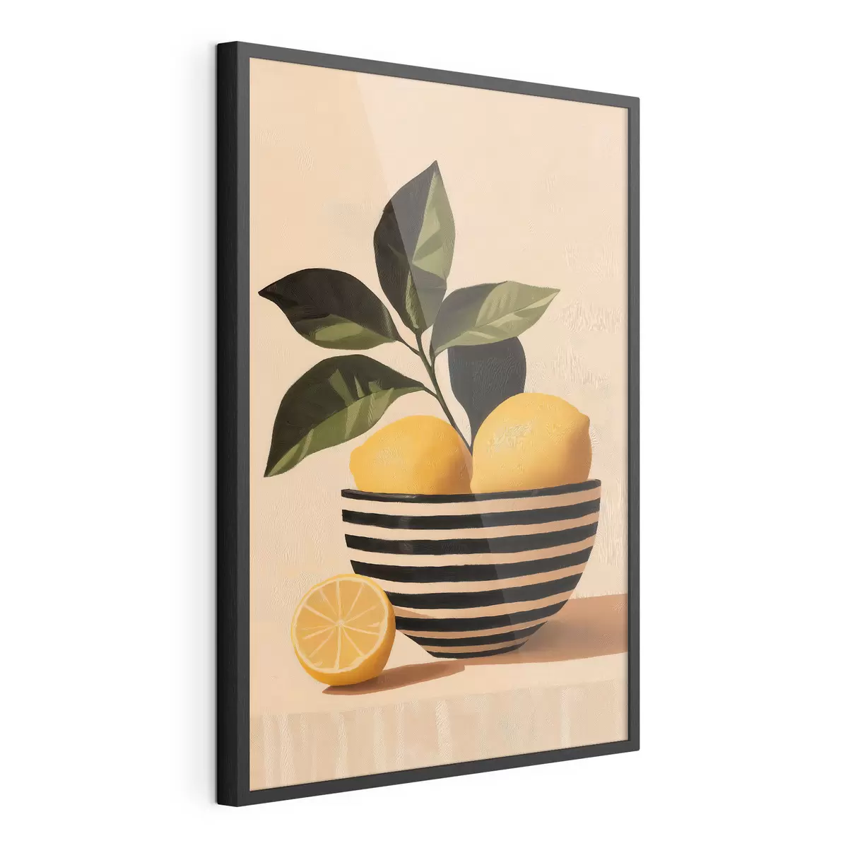 Poster Des citrons dans un saladier rayé f51046