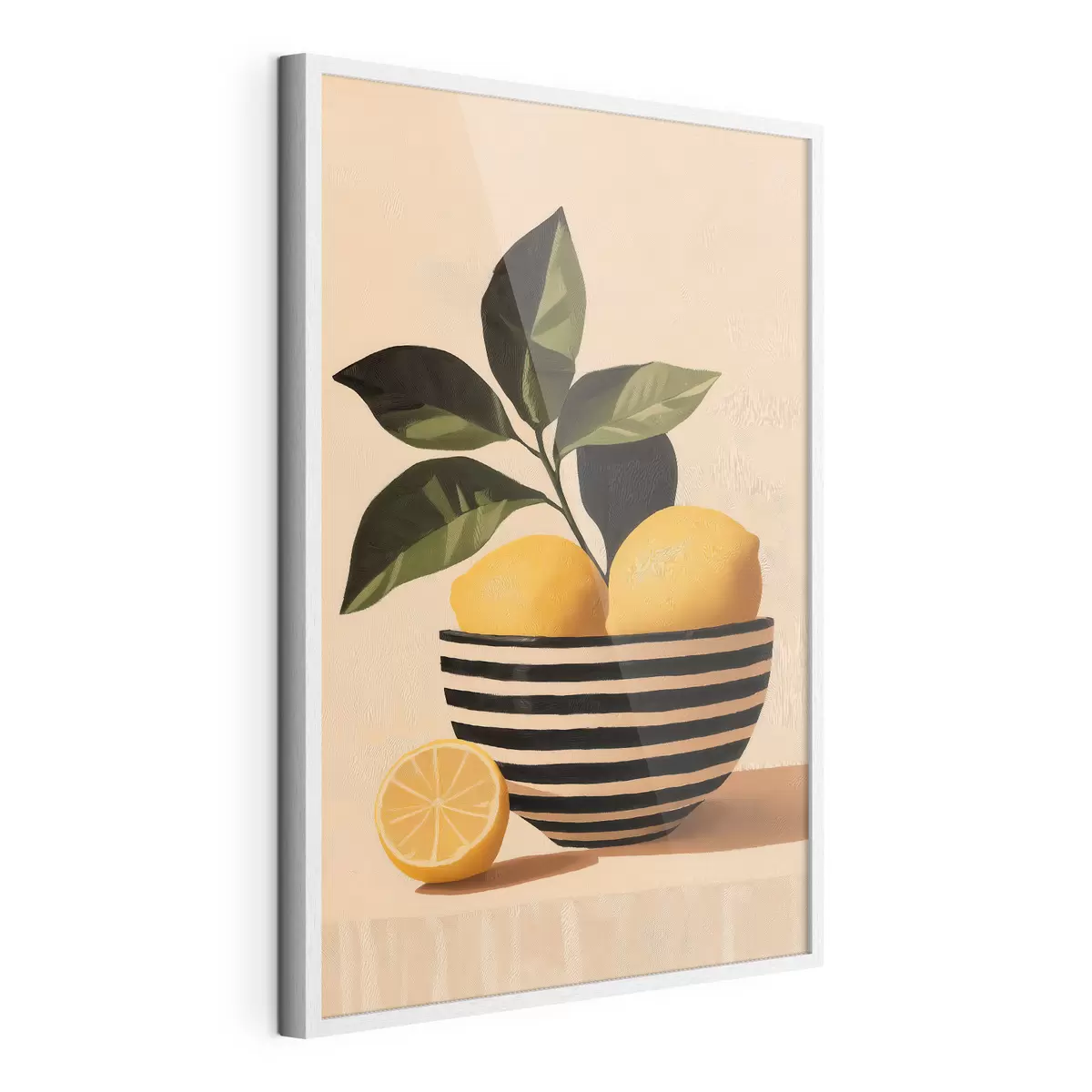 Poster Des citrons dans un saladier rayé f51046