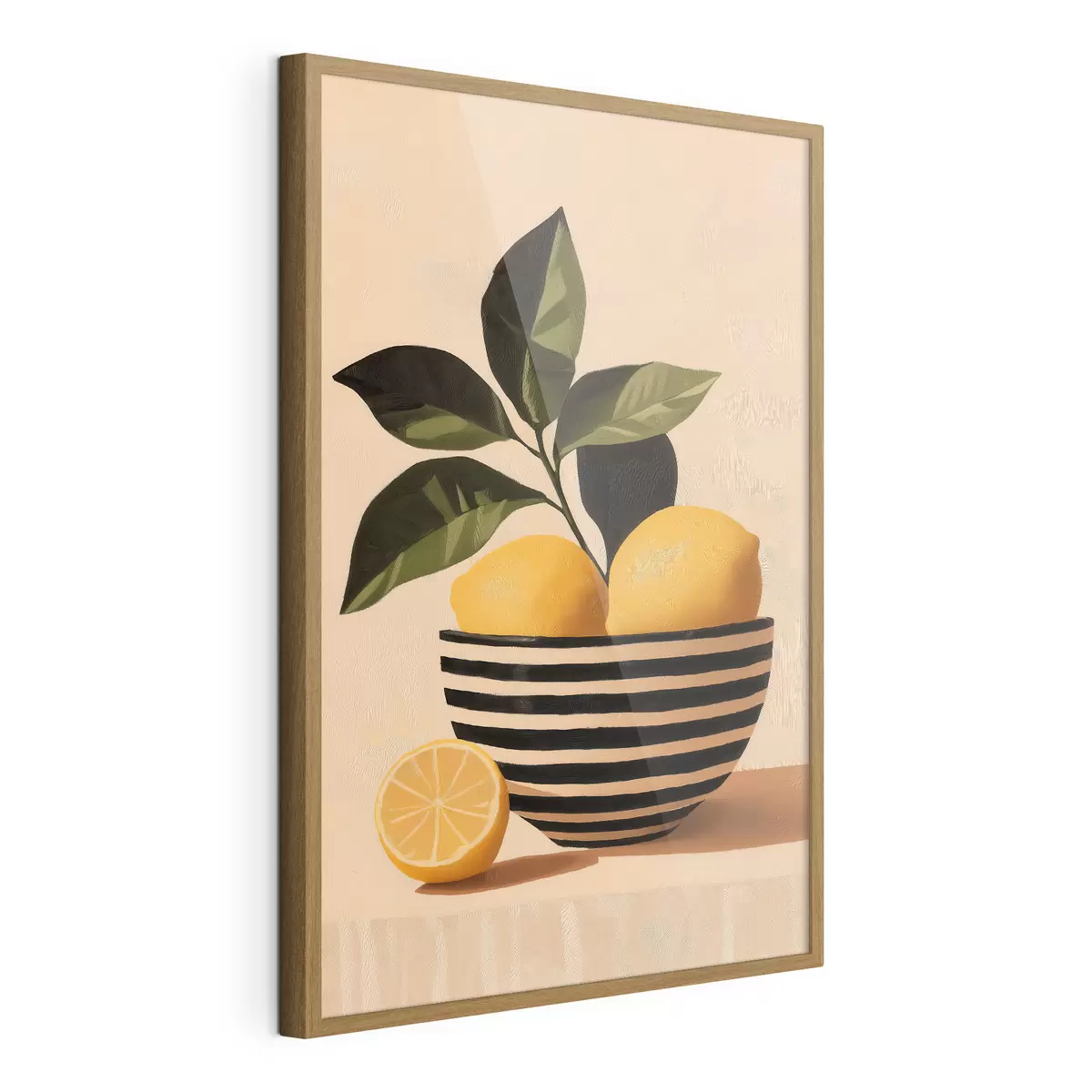 Poster Des citrons dans un saladier rayé f51046