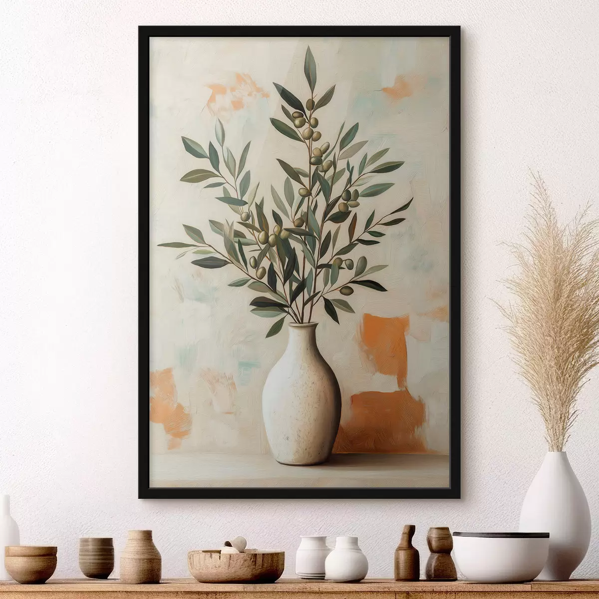 Poster Des branches d'olivier dans un vase f51047