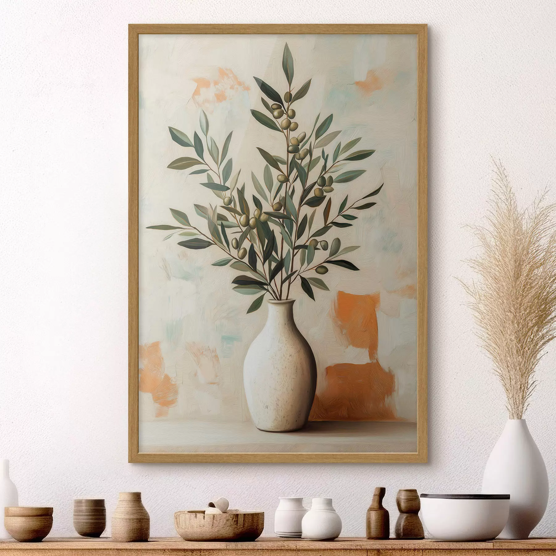 Papier peint Des branches d'olivier dans un vase f51047