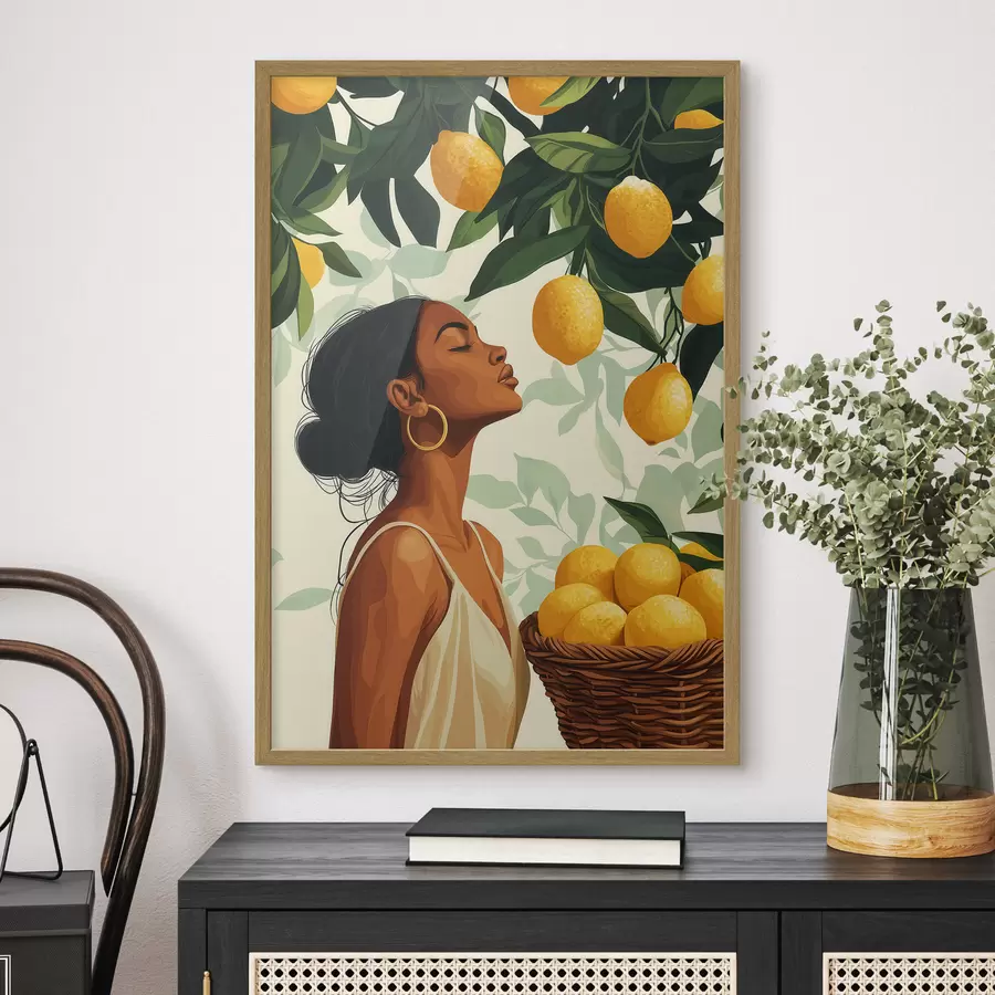 Papier peint Une fille parmi les citrons f51049
