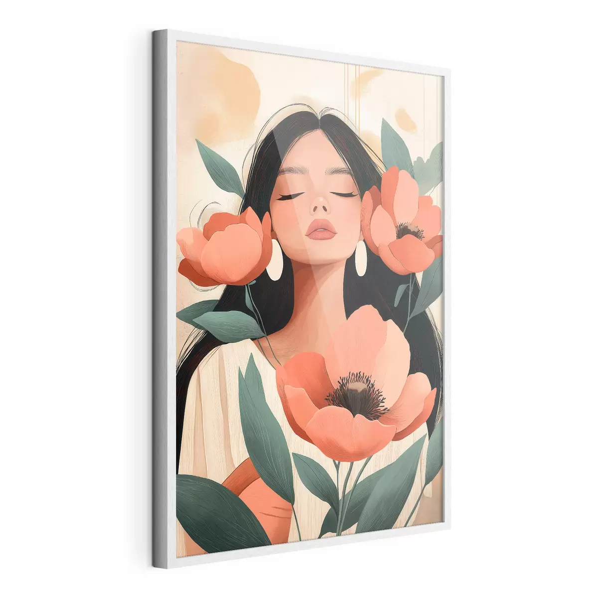 Poster Une jeune fille aux coquelicots f51050
