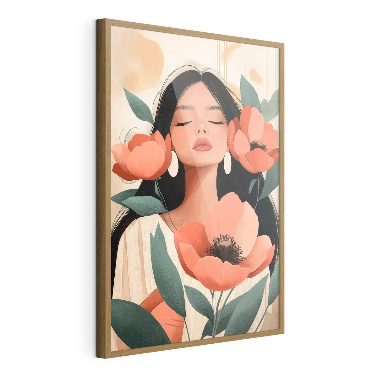 Poster Une jeune fille aux coquelicots f51050