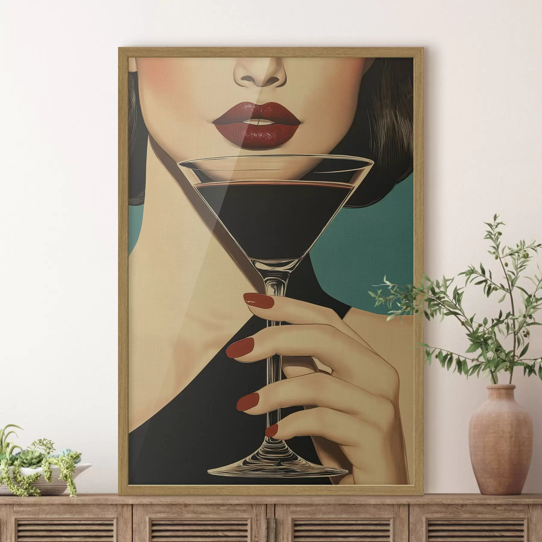 Papier peint Une fille avec un verre f51052