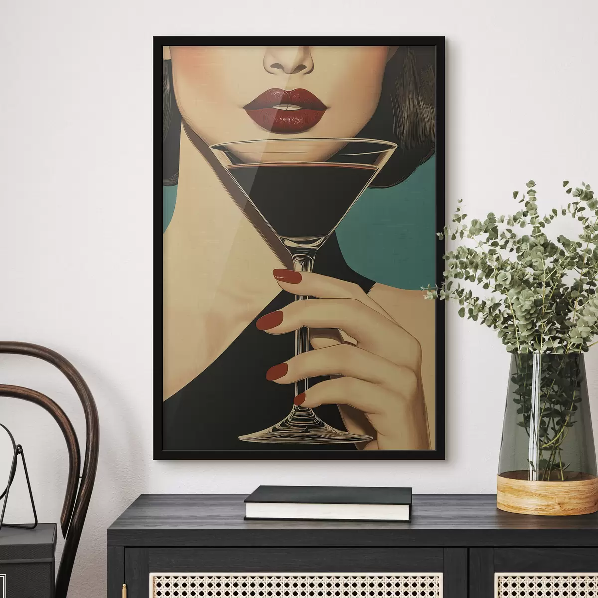 Poster Une fille avec un verre f51052