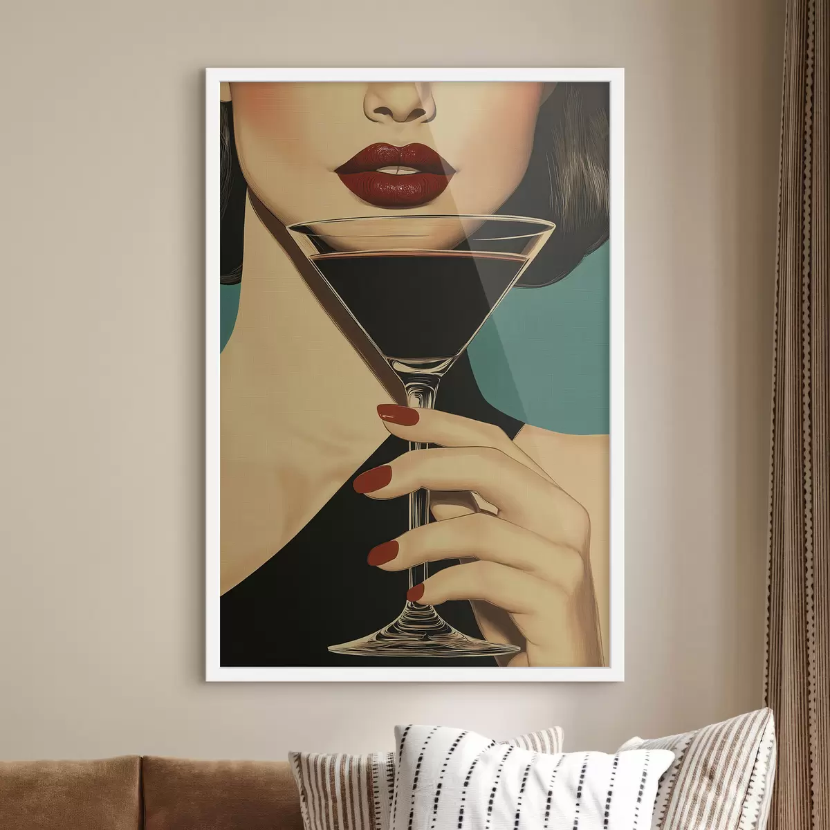 Poster Une fille avec un verre f51052