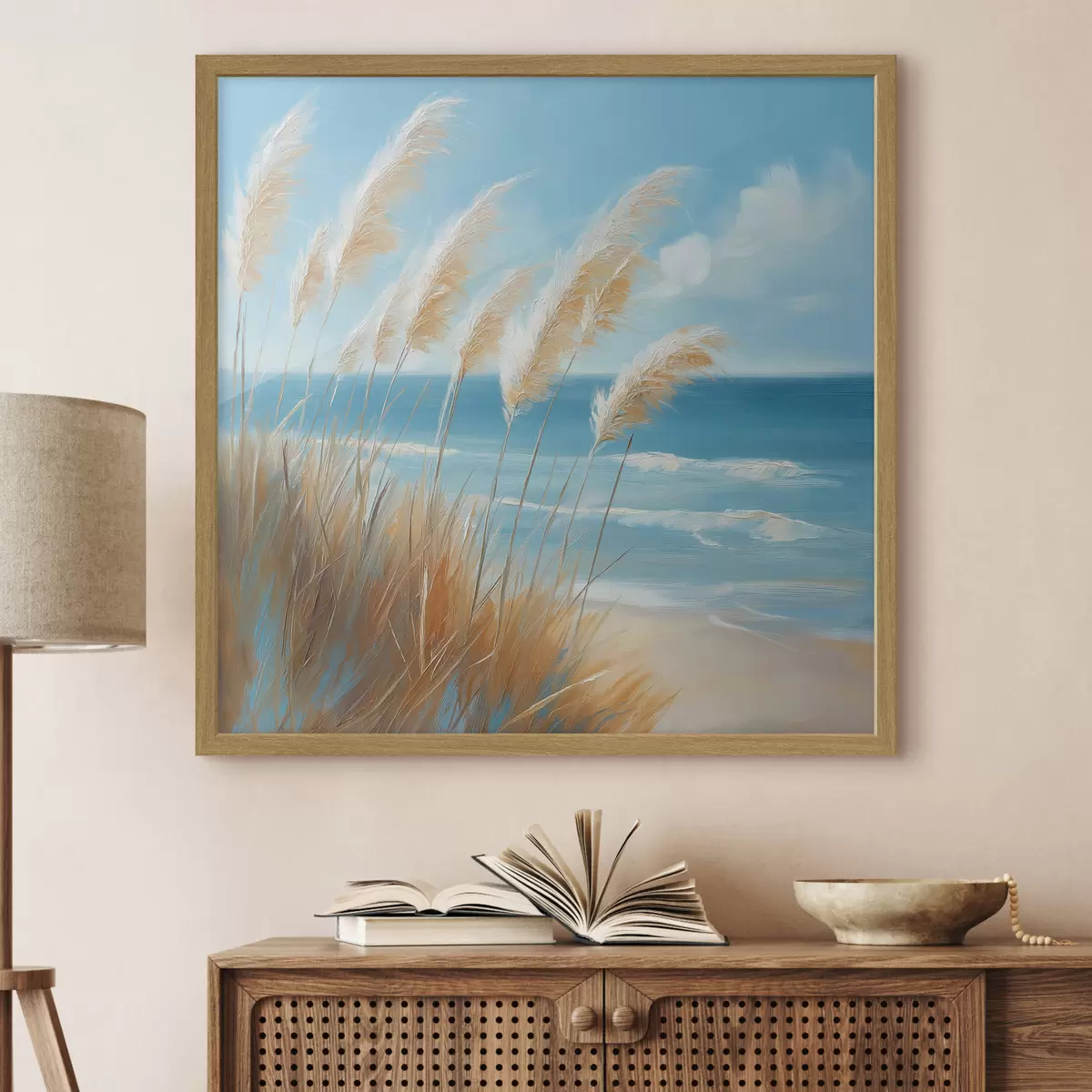 Poster Des épis de blé au bord de la mer f51061