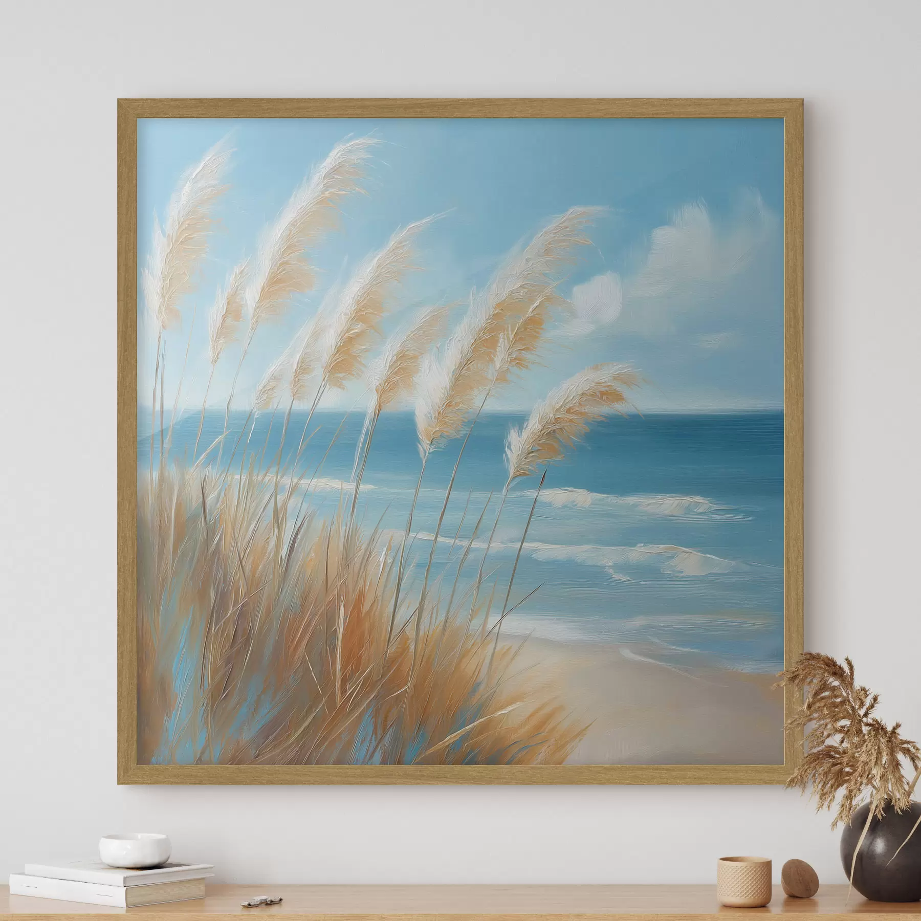 Papier peint Des épis de blé au bord de la mer f51061