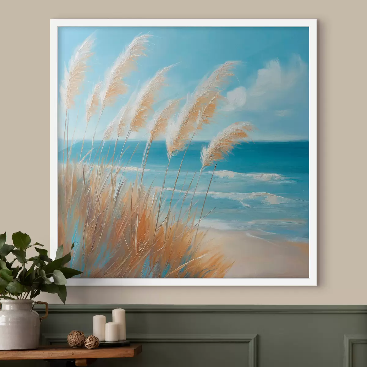 Poster Des épis de blé au bord de la mer f51061