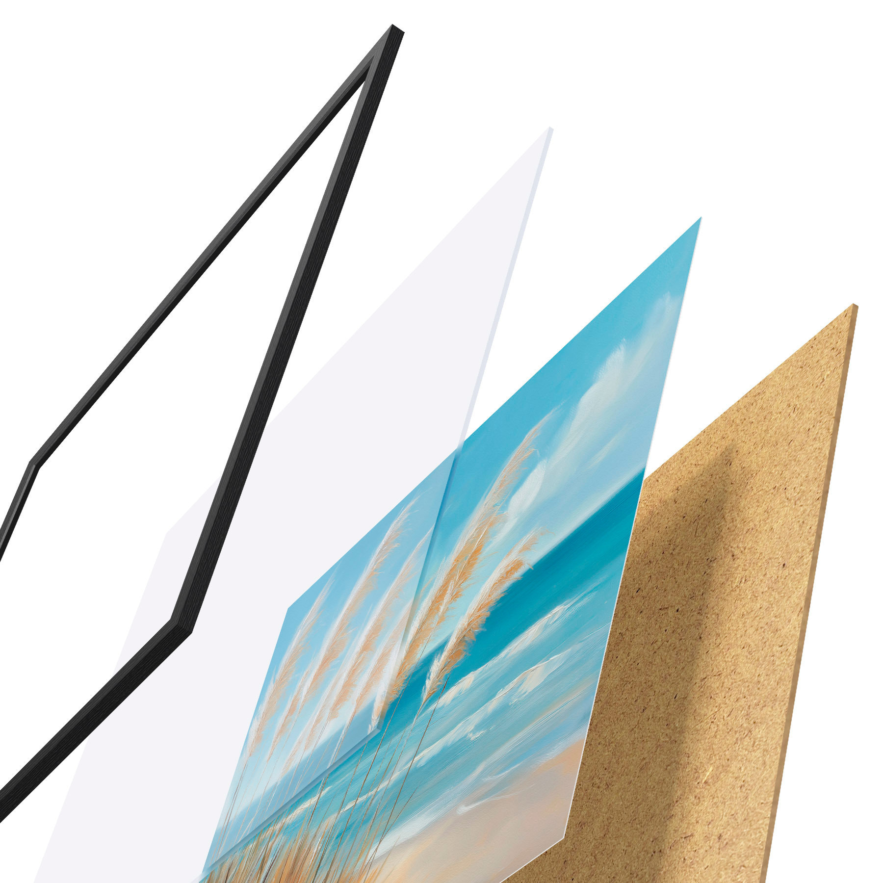 Poster Des épis de blé au bord de la mer f51061