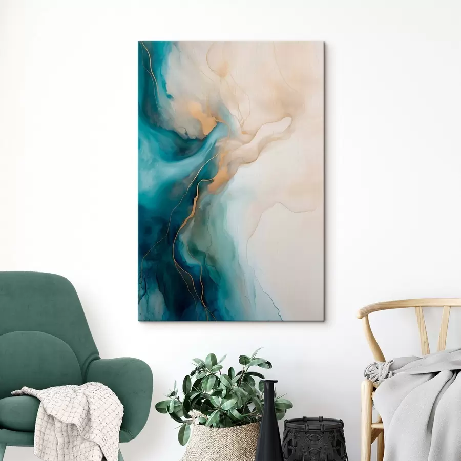 Tableau Vagues de marbre bleu ciel et sable s51082