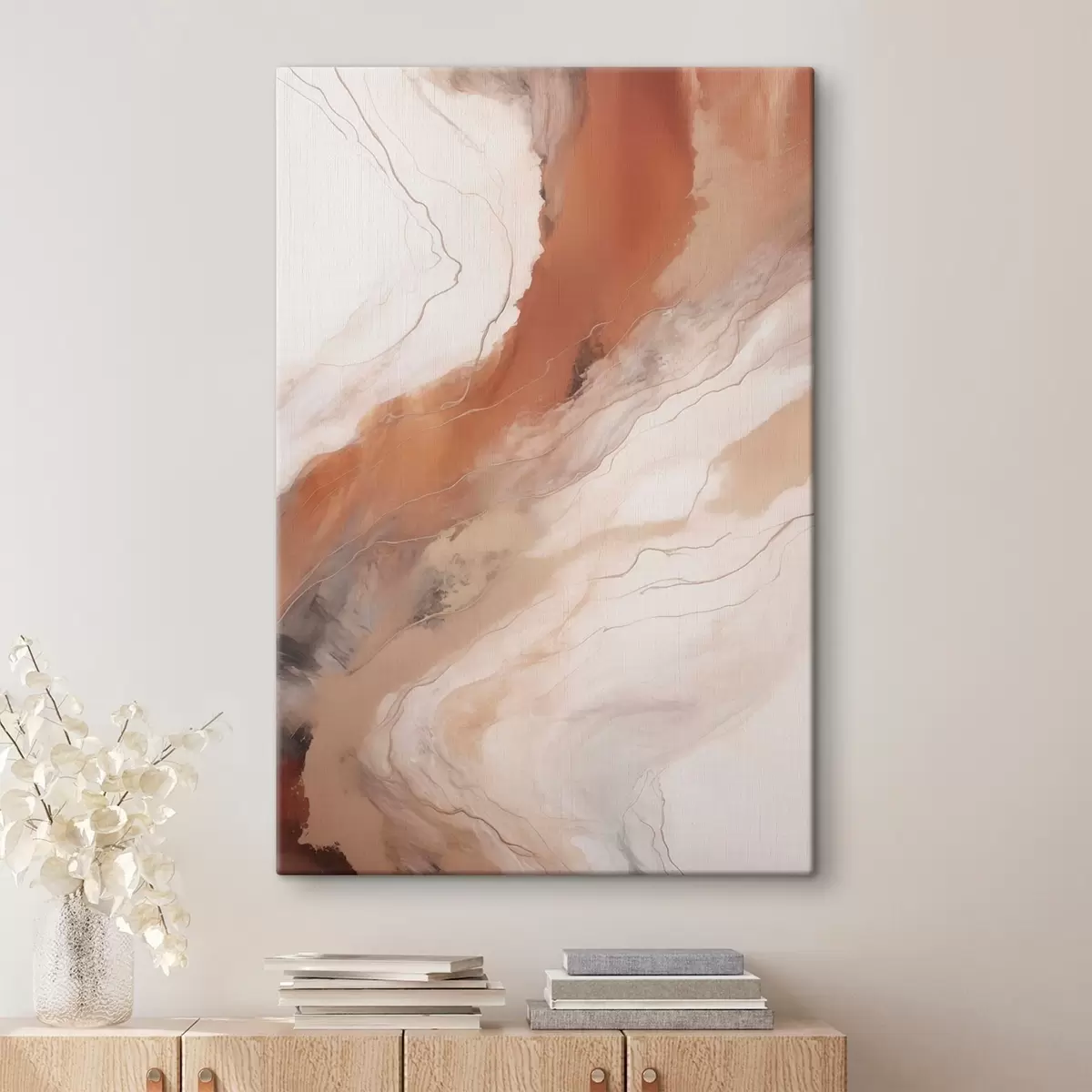 Tableau Vagues d'art fluide aux tons terracotta chauds s51085