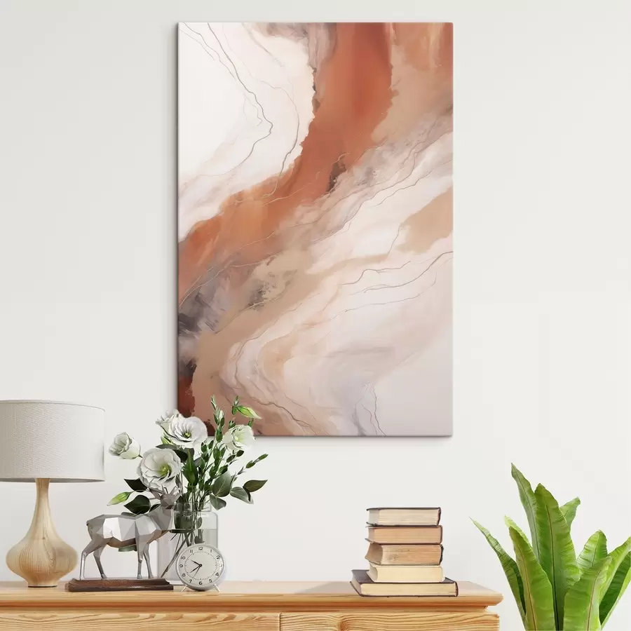 Tableau Vagues d'art fluide aux tons terracotta chauds s51085