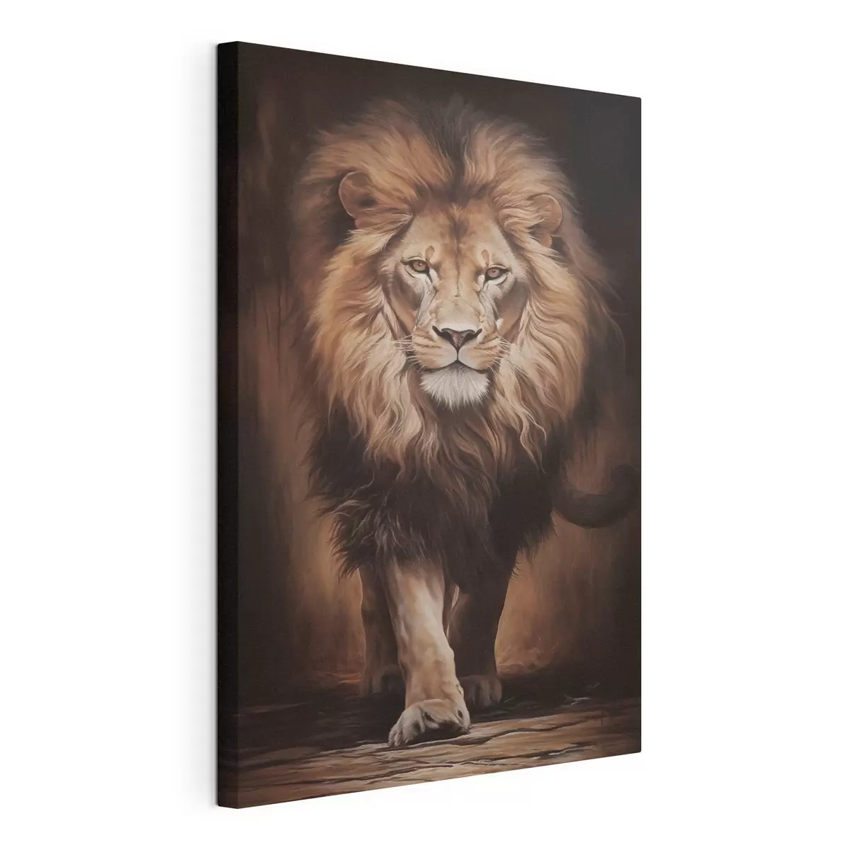 Tableau Un lion majestueux dans un intérieur sombre s51087
