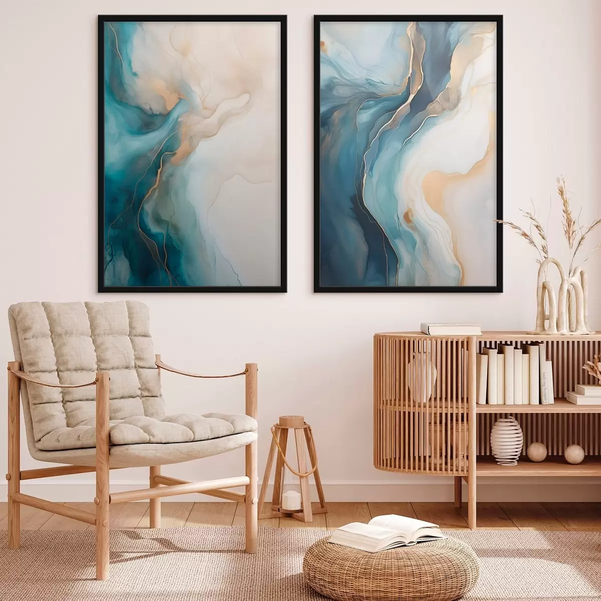 Poster Vagues de marbre bleu azur et émeraude d31088