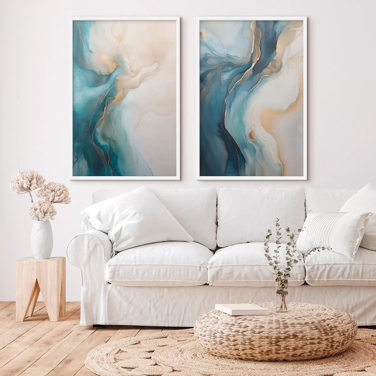 Poster Vagues de marbre bleu azur et émeraude d31088