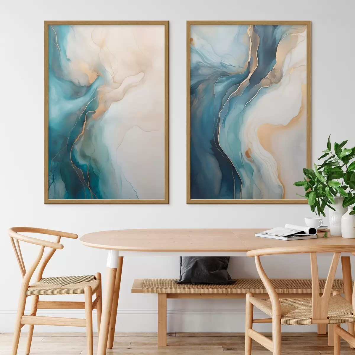 Poster Vagues de marbre bleu azur et émeraude d31088